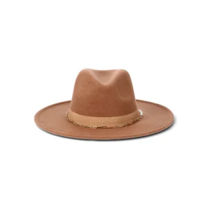 Women's Fedora with Chain and Pearlescent Bead Band