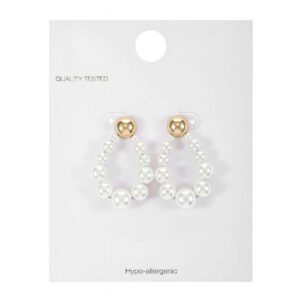 Goldtone and Simulated Pearl Loop Earring, Female, 1 Pair