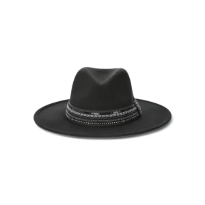 Women's Fedora with Beaded and Sequined Band, Black